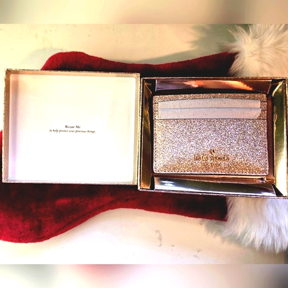 Kate Spade Gold Glitter Slim Cardholder with Box - Picture 4 of 8